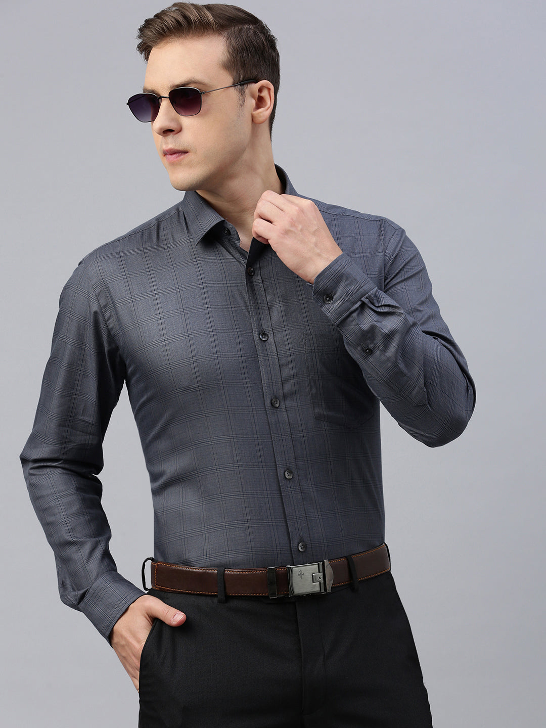 Gunmetal Grey Checks Shirt