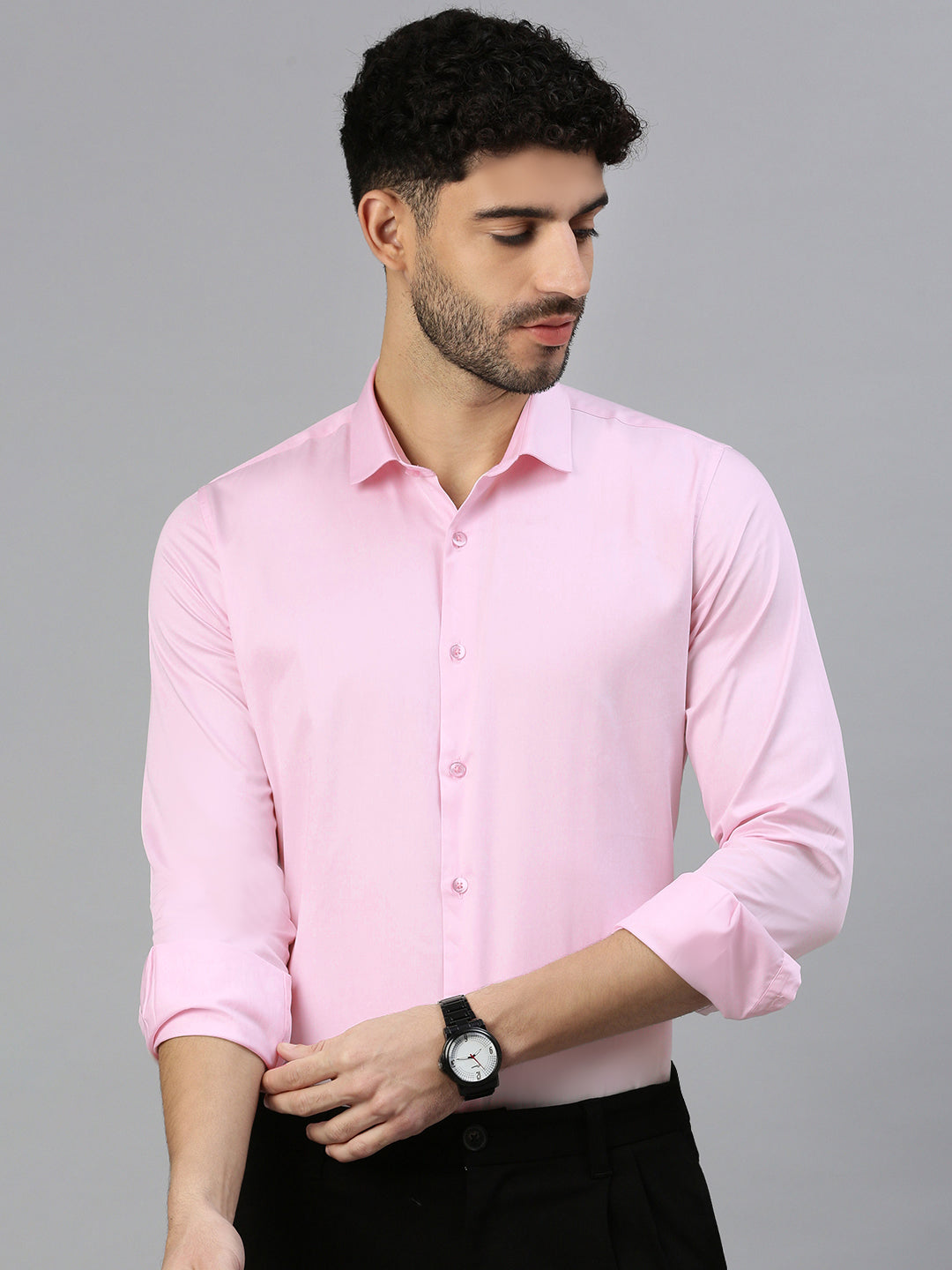 Giza Satin Essential Shirt in Pink Blush