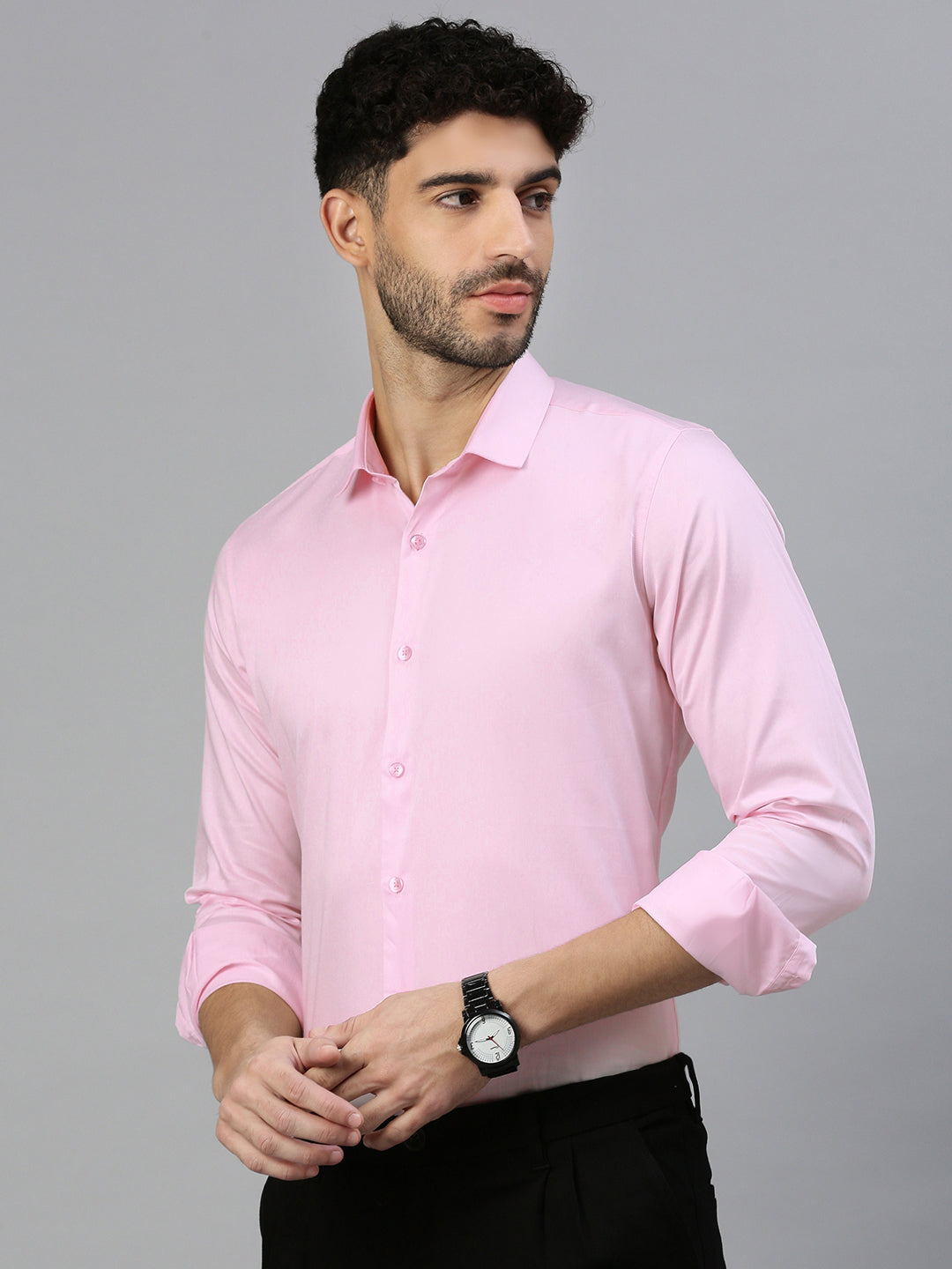Giza Satin Essential Shirt in Pink Blush