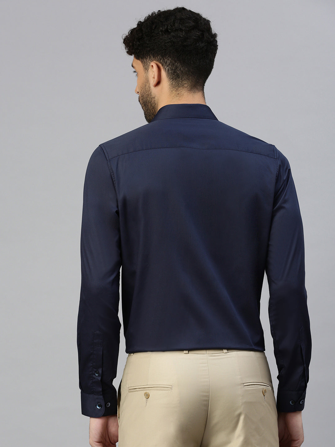 Giza Satin Essential Shirt in Midnight Navy