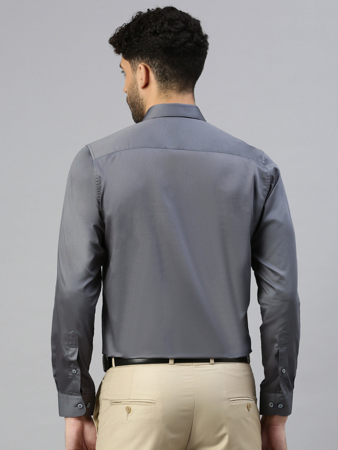 Giza Satin Essential Shirt in Ash Grey