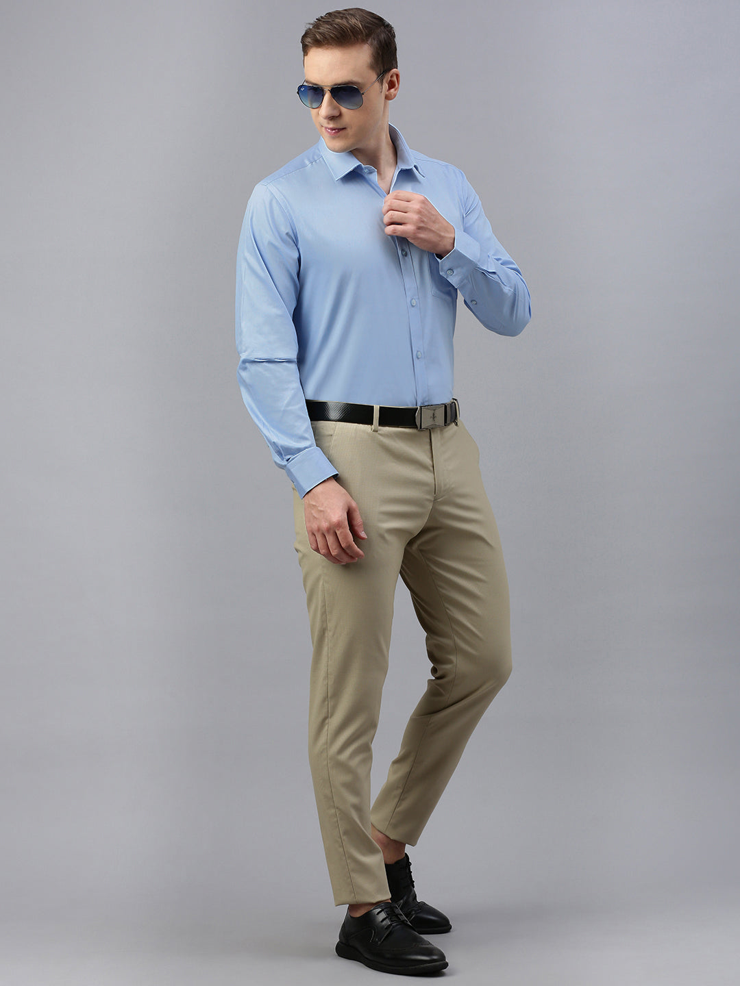 Sky Blue Solid Formal Shirt