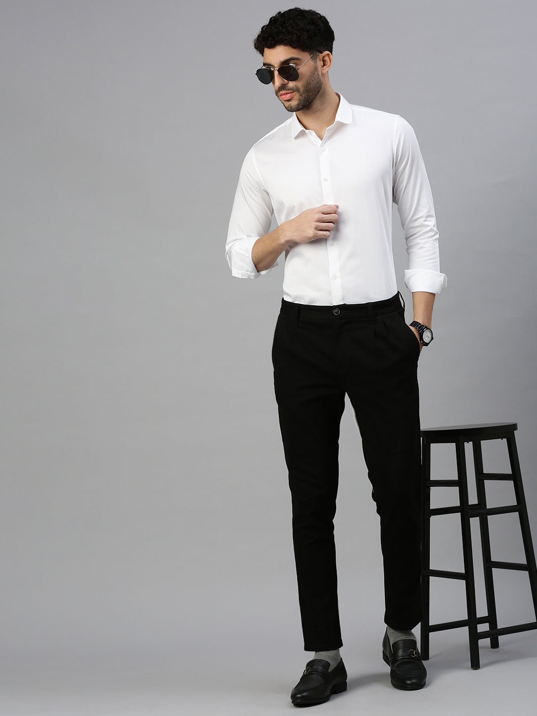Giza Satin Essential Shirt in Pearl White