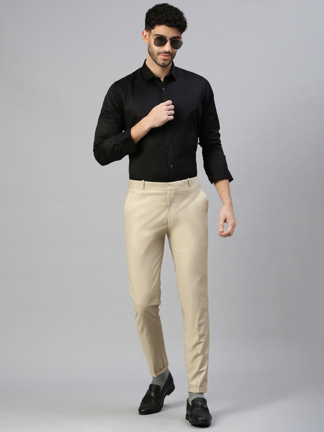 Giza Satin Essential Shirt in Core Black