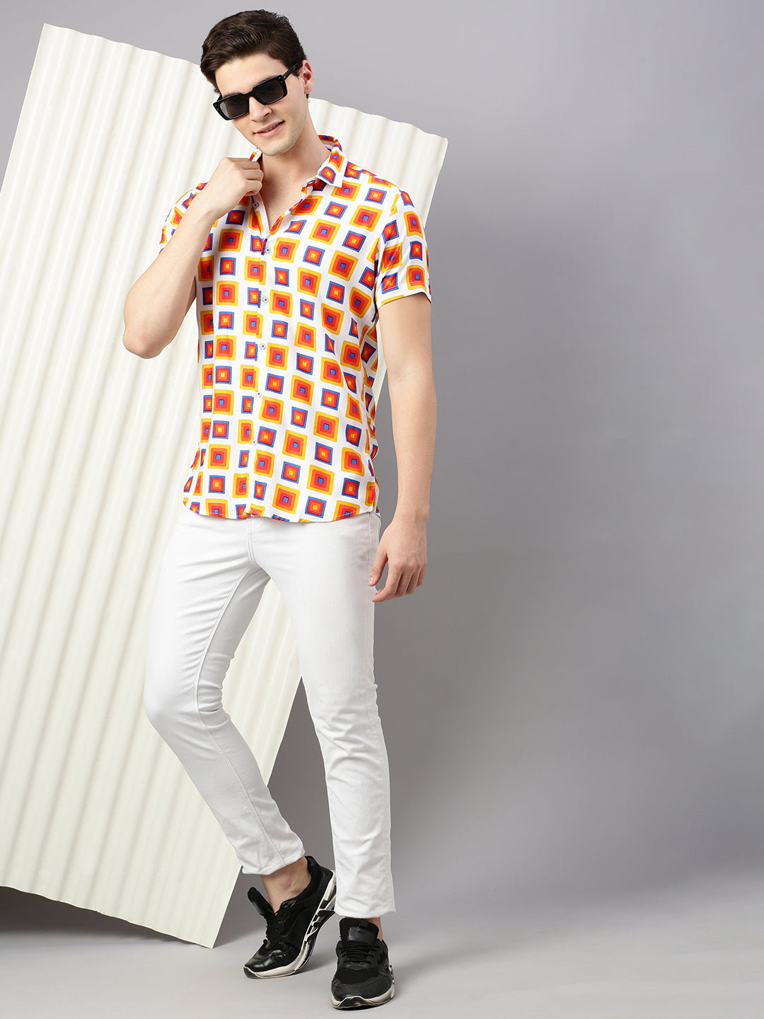 Relaxed Fit Geometric Printed Casual Shirt