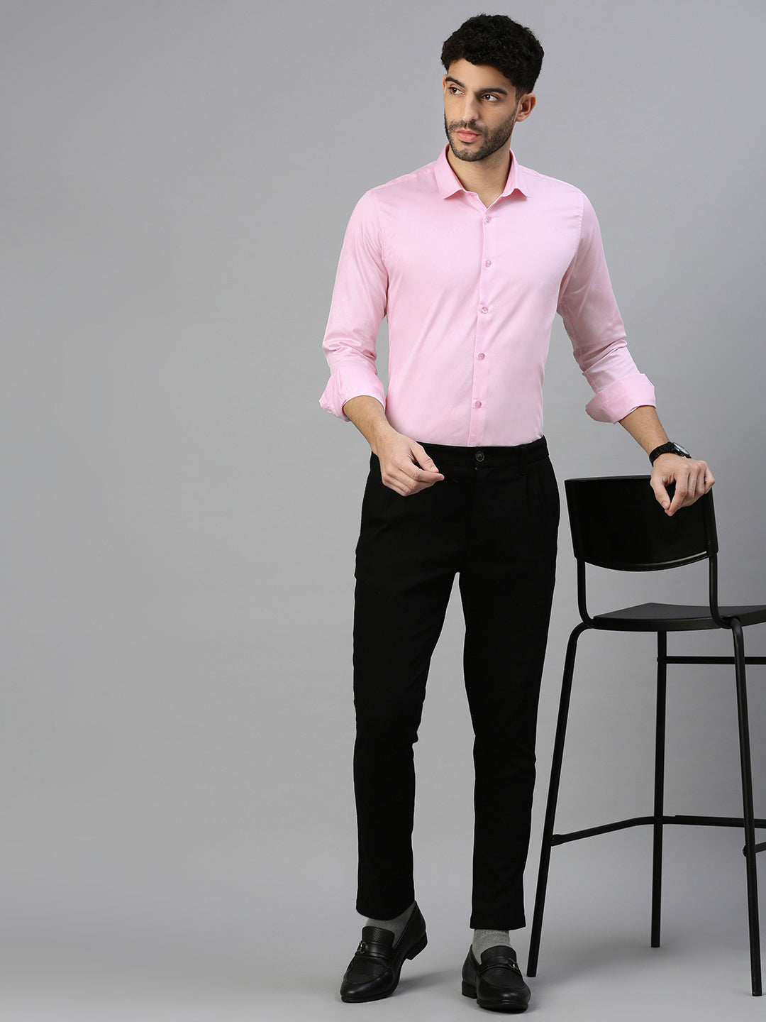 Giza Satin Essential Shirt in Pink Blush