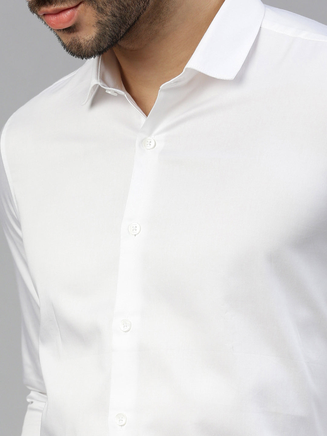 Giza Satin Essential Shirt in Pearl White