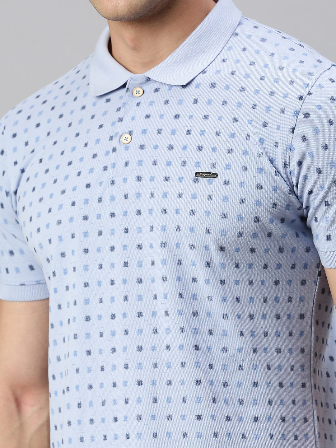 SKYBLUE PRINTED POLO TSHIRT