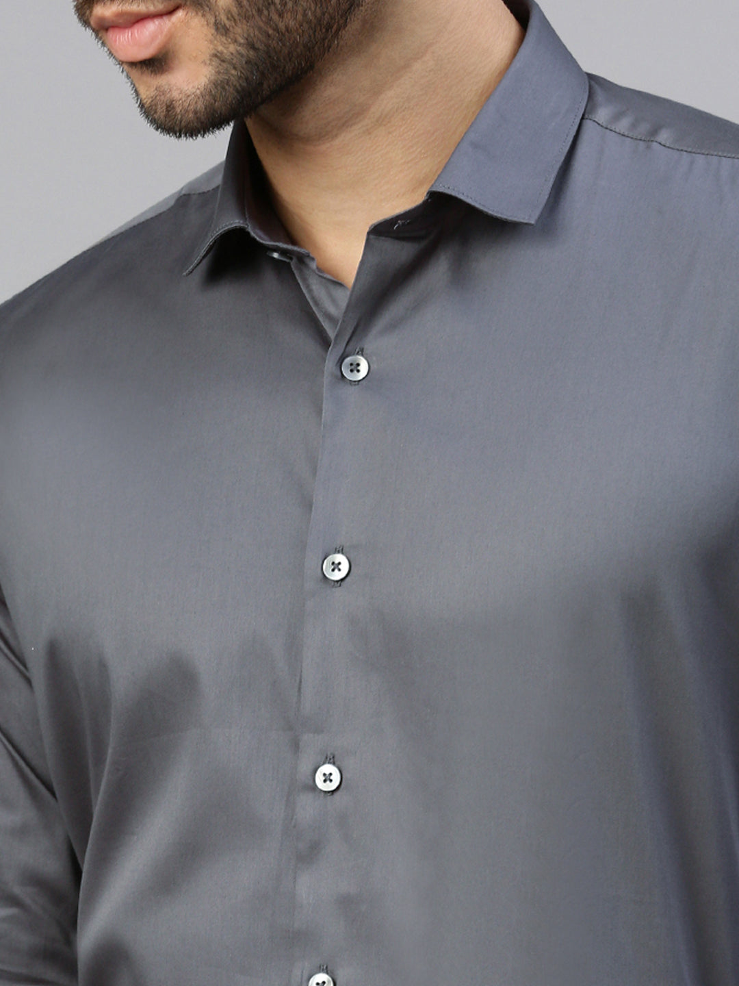 Giza Satin Essential Shirt in Ash Grey