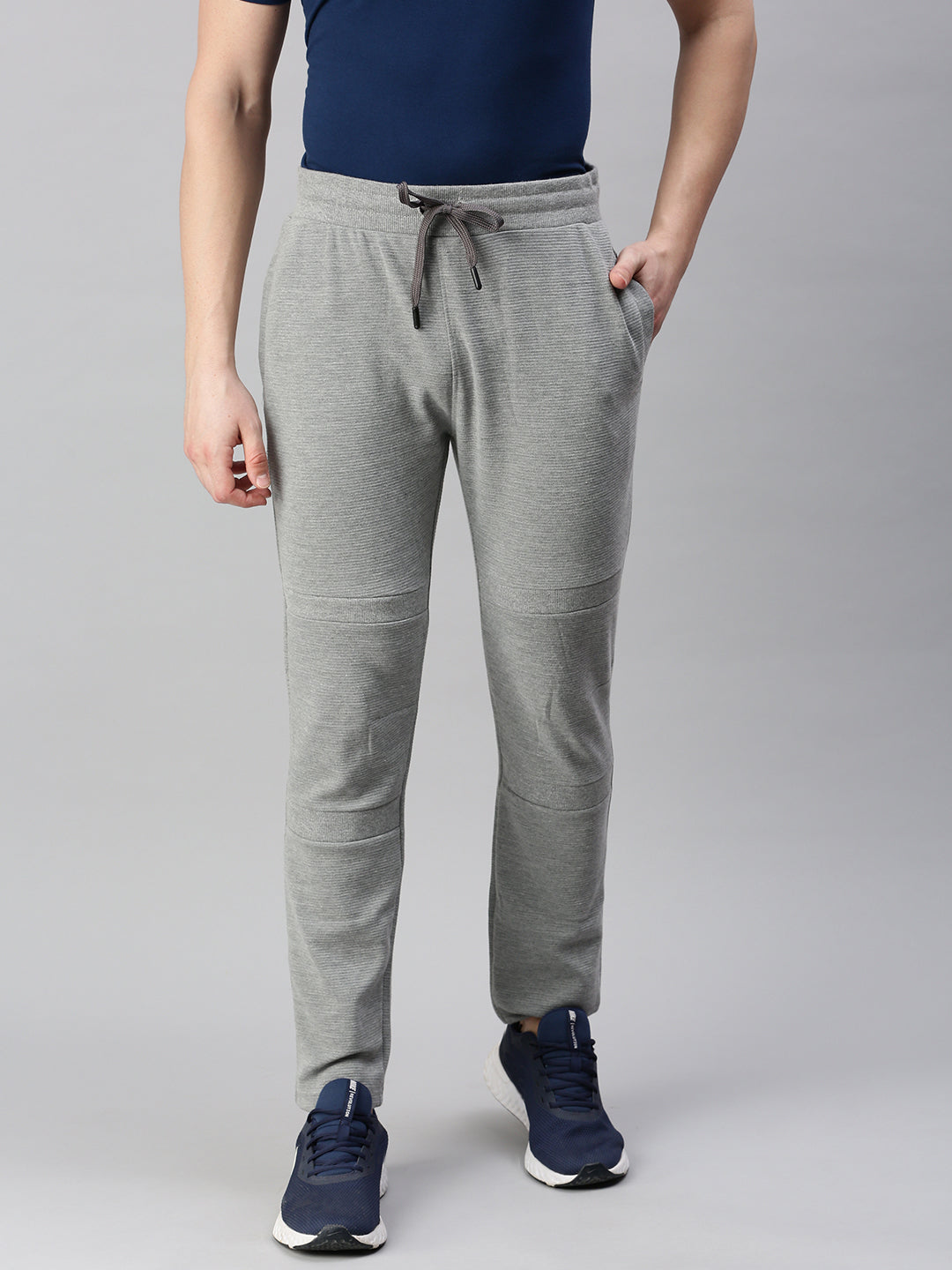 Solid Cotton Regular-Fit Track Pants Grey