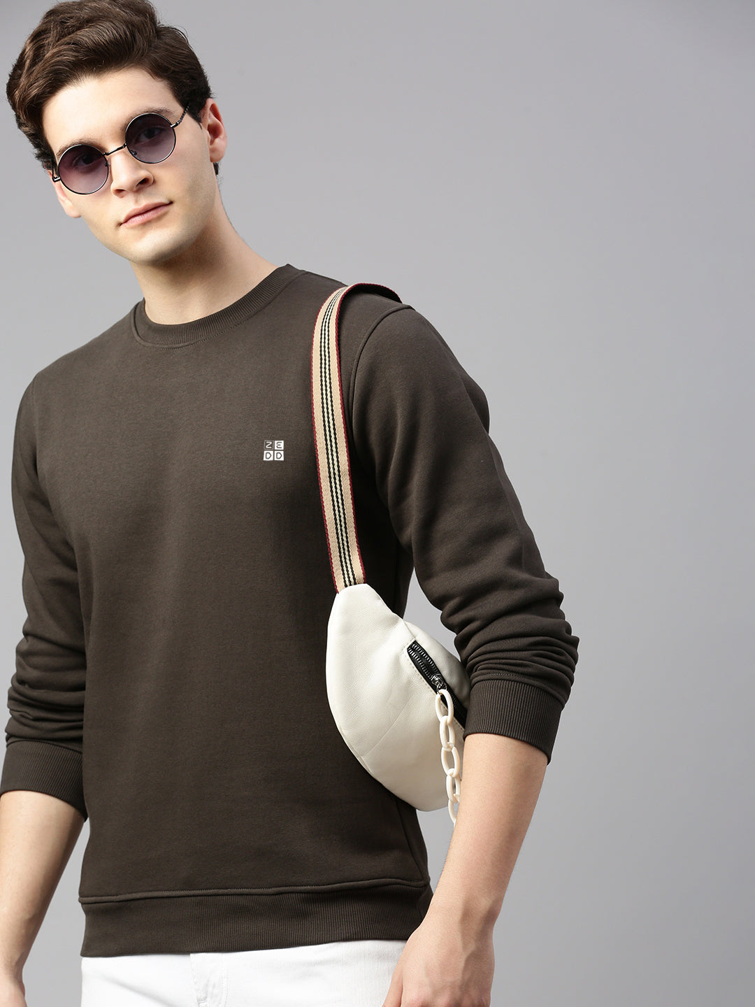 Round Neck Cotton Fleece Pullover Sweatshirt