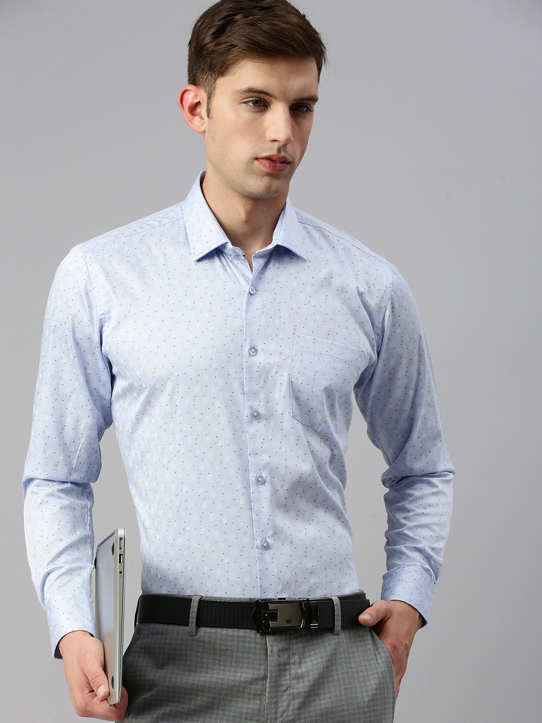 Regular Fit Printed Formal Shirt Sky