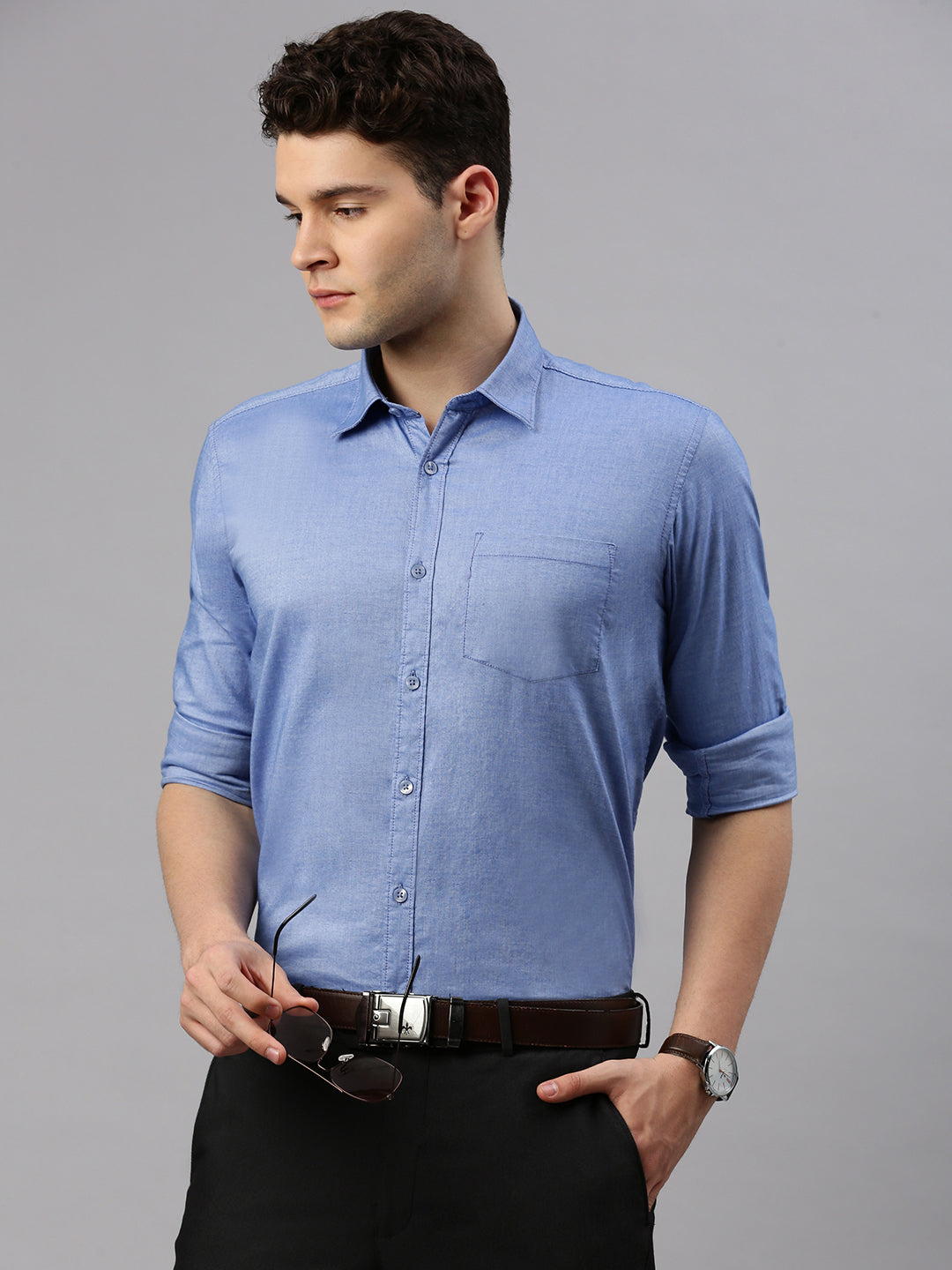 Sky Blue Formal Solid Shirt