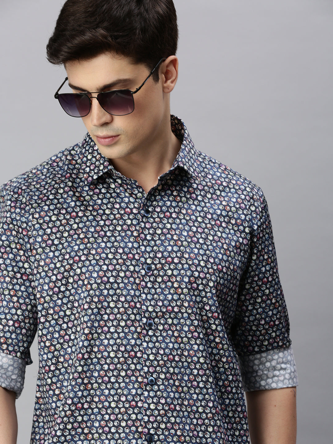 Geometric Printed Cotton Casual Shirt