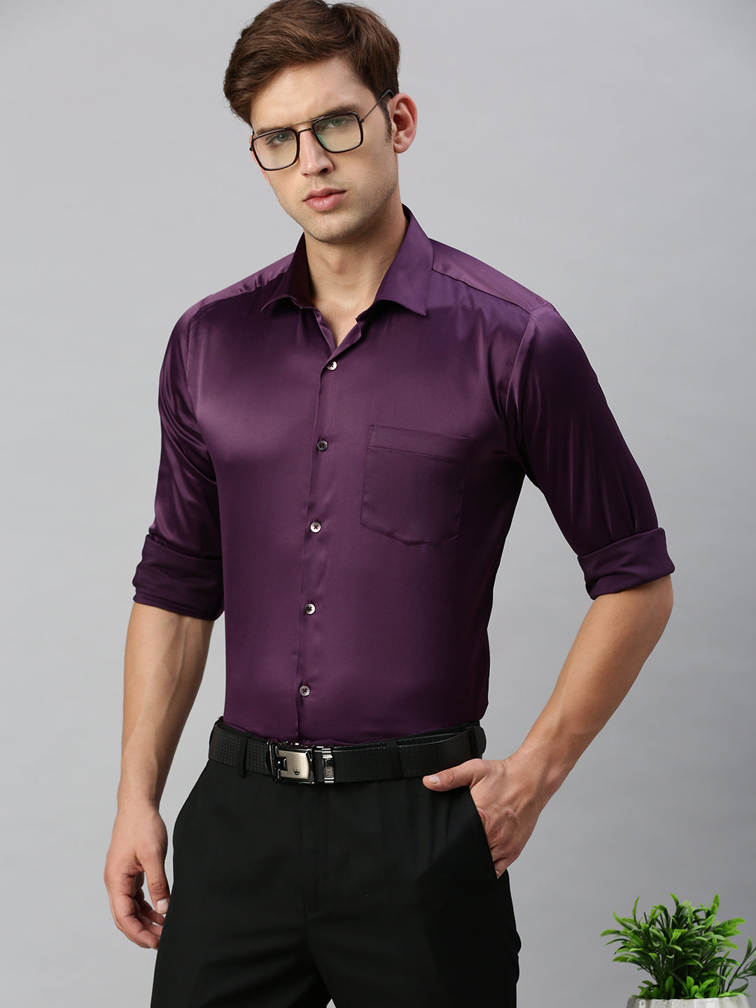 Standard Opaque Formal Shirt Purple