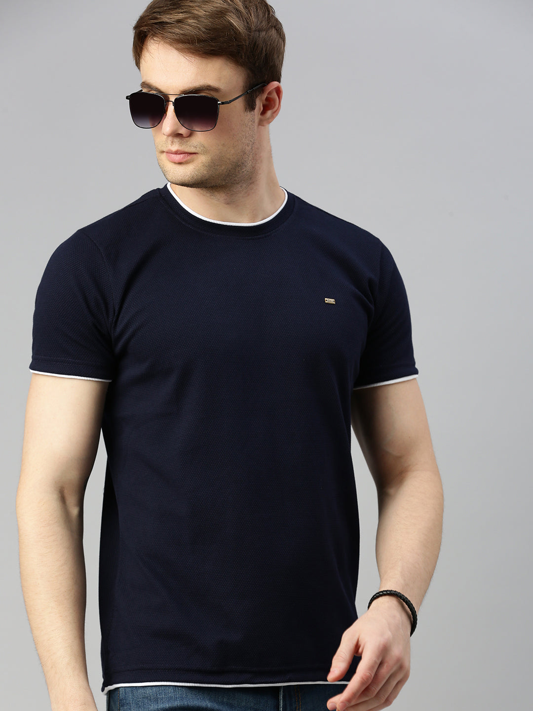 Round Neck Knitted Casual T-shirt