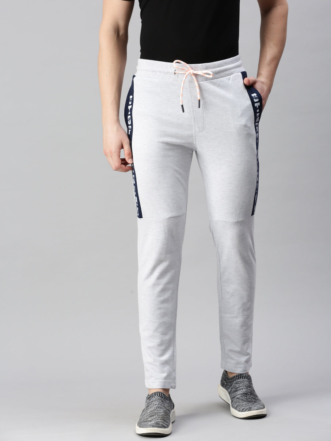 Men Solid Grey Track Pants