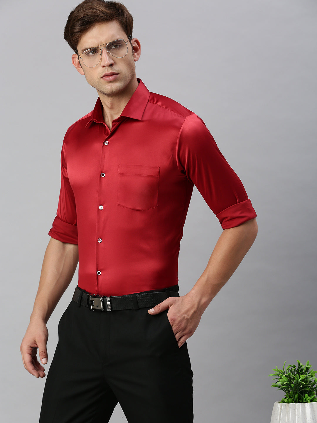 Standard Opaque Formal Shirt Red