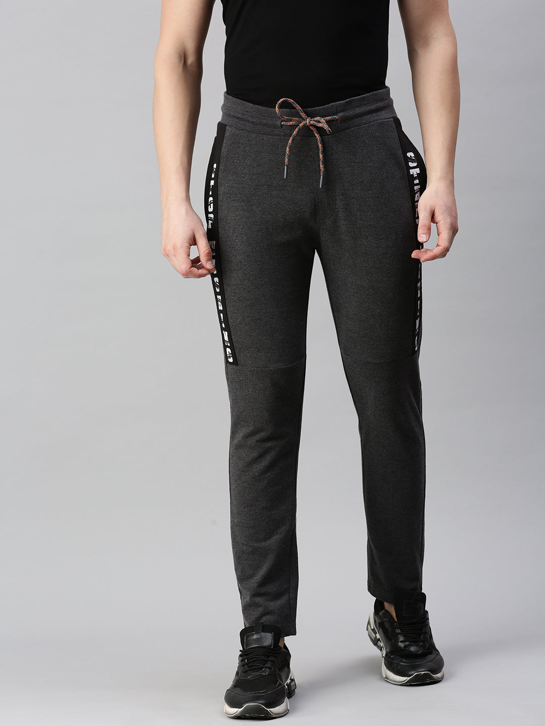 Men Solid Grey Track Pants