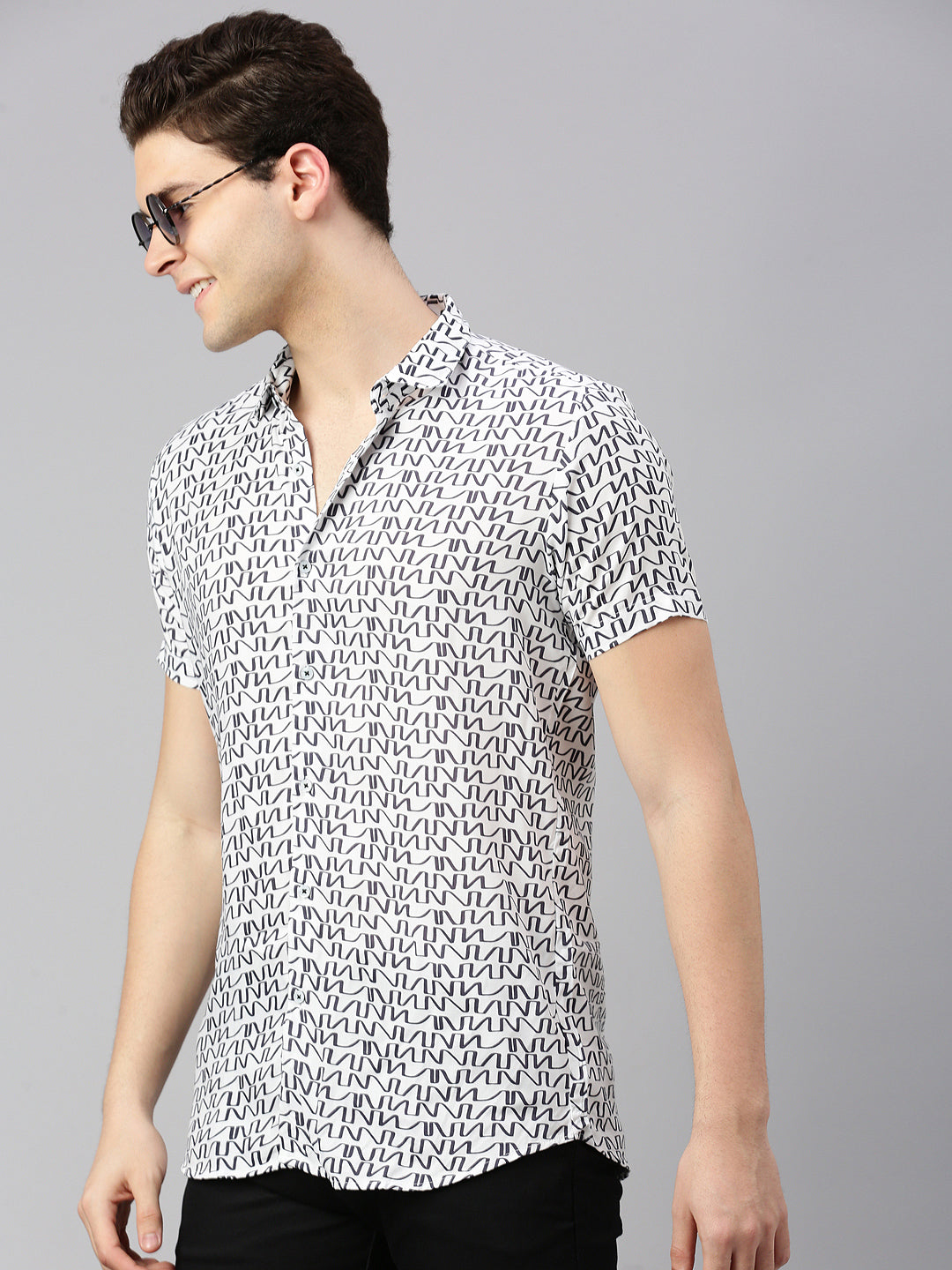 Relaxed Fit Geometric Printed Casual Shirt