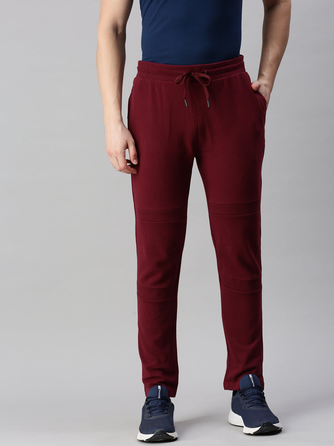 Solid Cotton Regular-Fit Track Pants Maroon