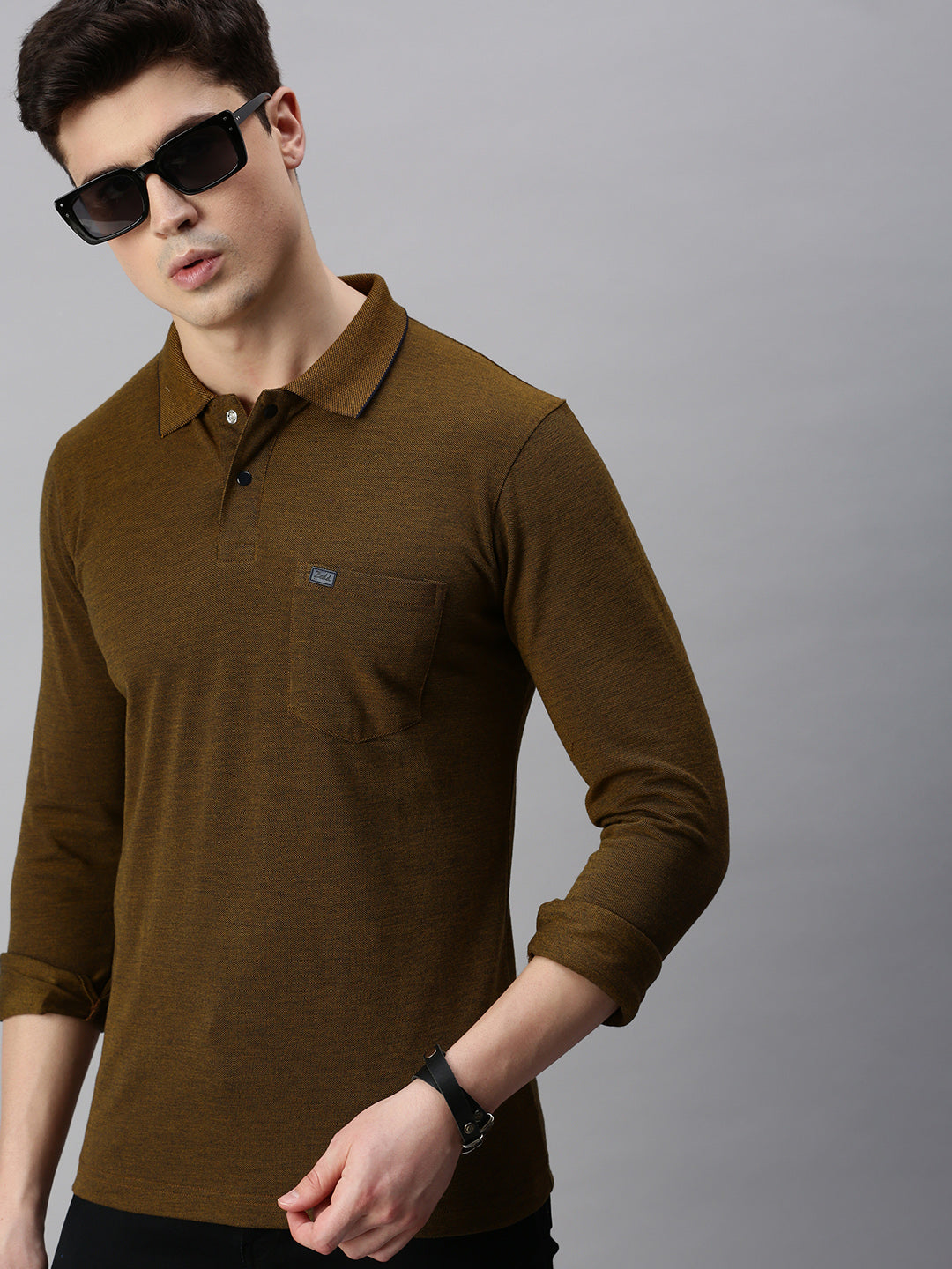 BROWN SOLID POLO TSHIRT