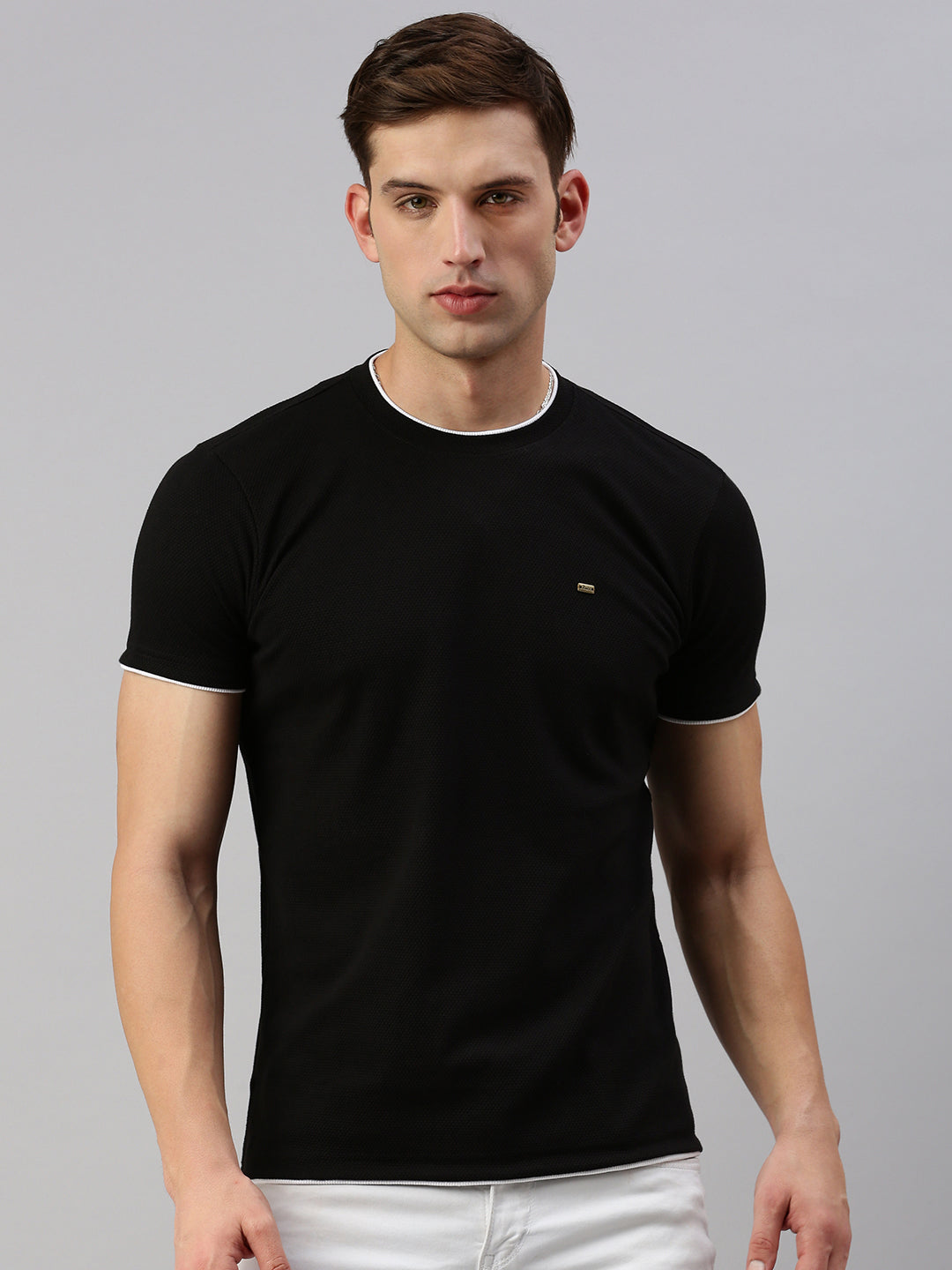 Round Neck Knitted Casual T-shirt