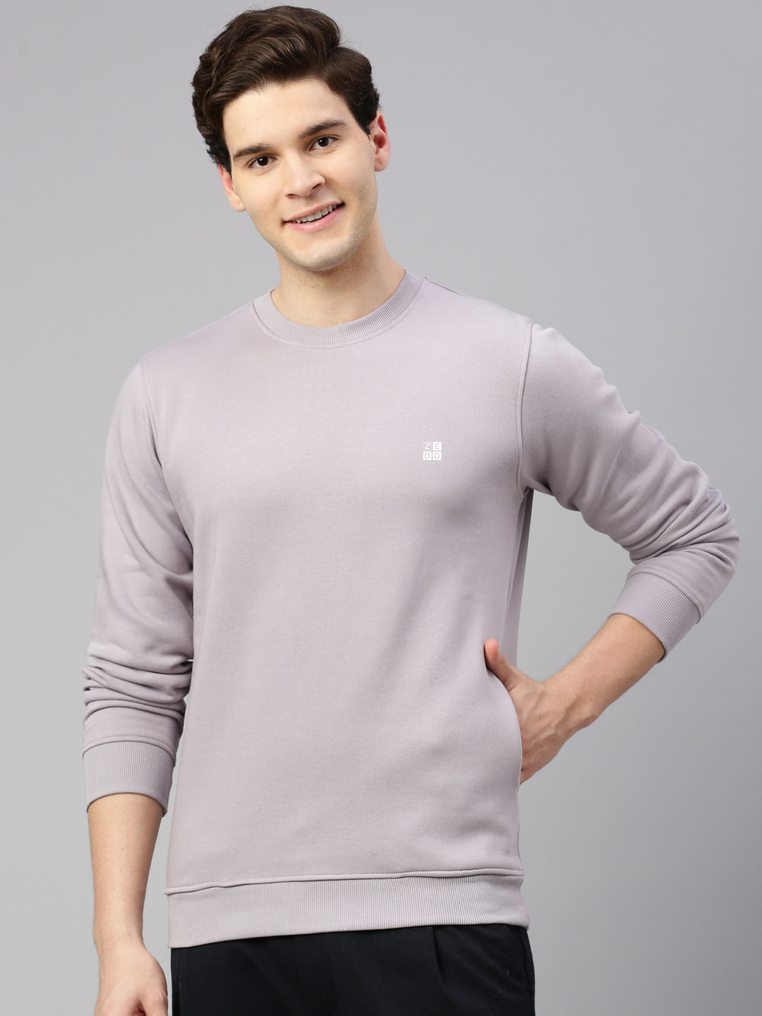 Round Neck Cotton Fleece Pullover Sweatshirt