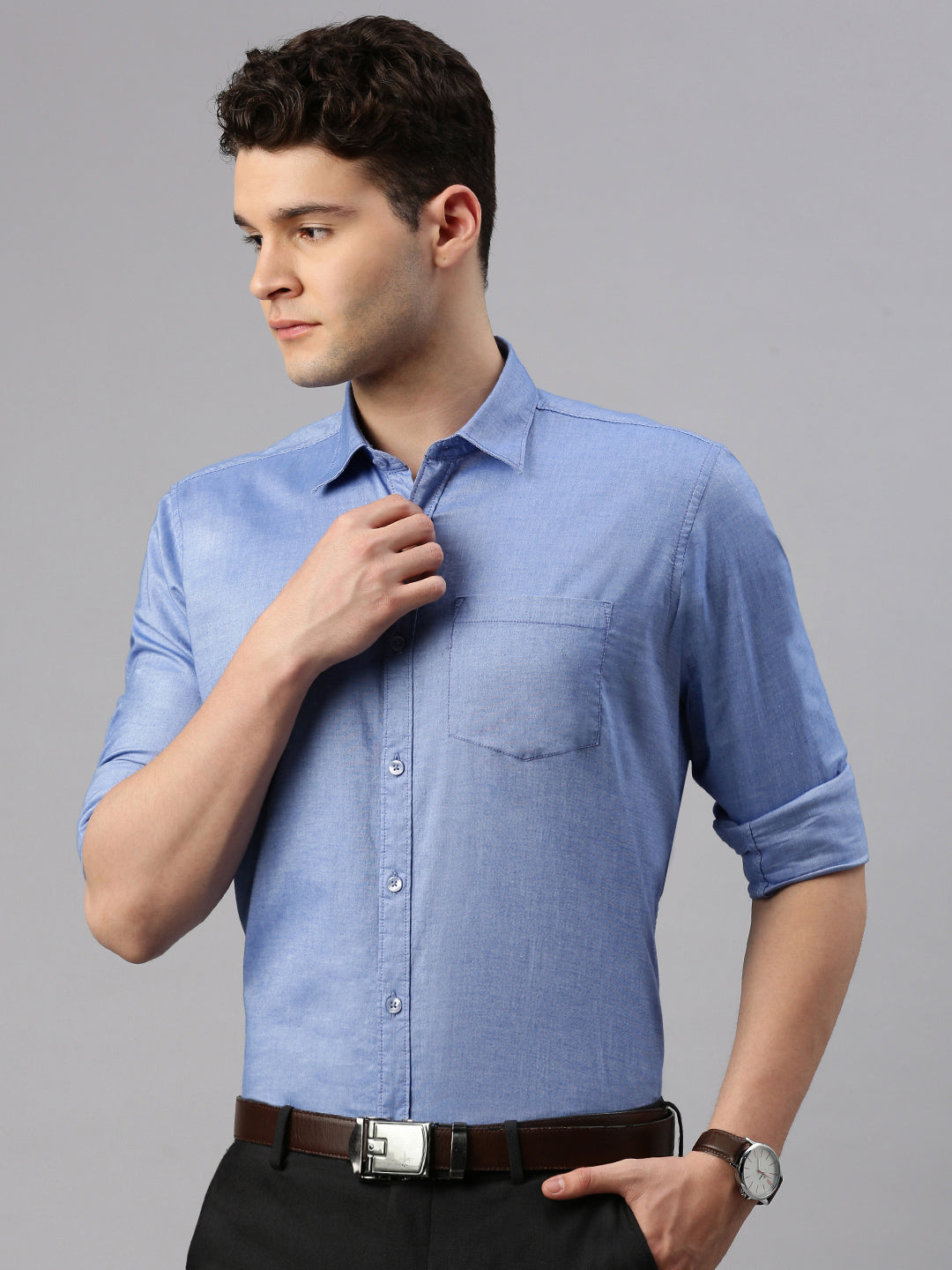 Sky Blue Formal Solid Shirt