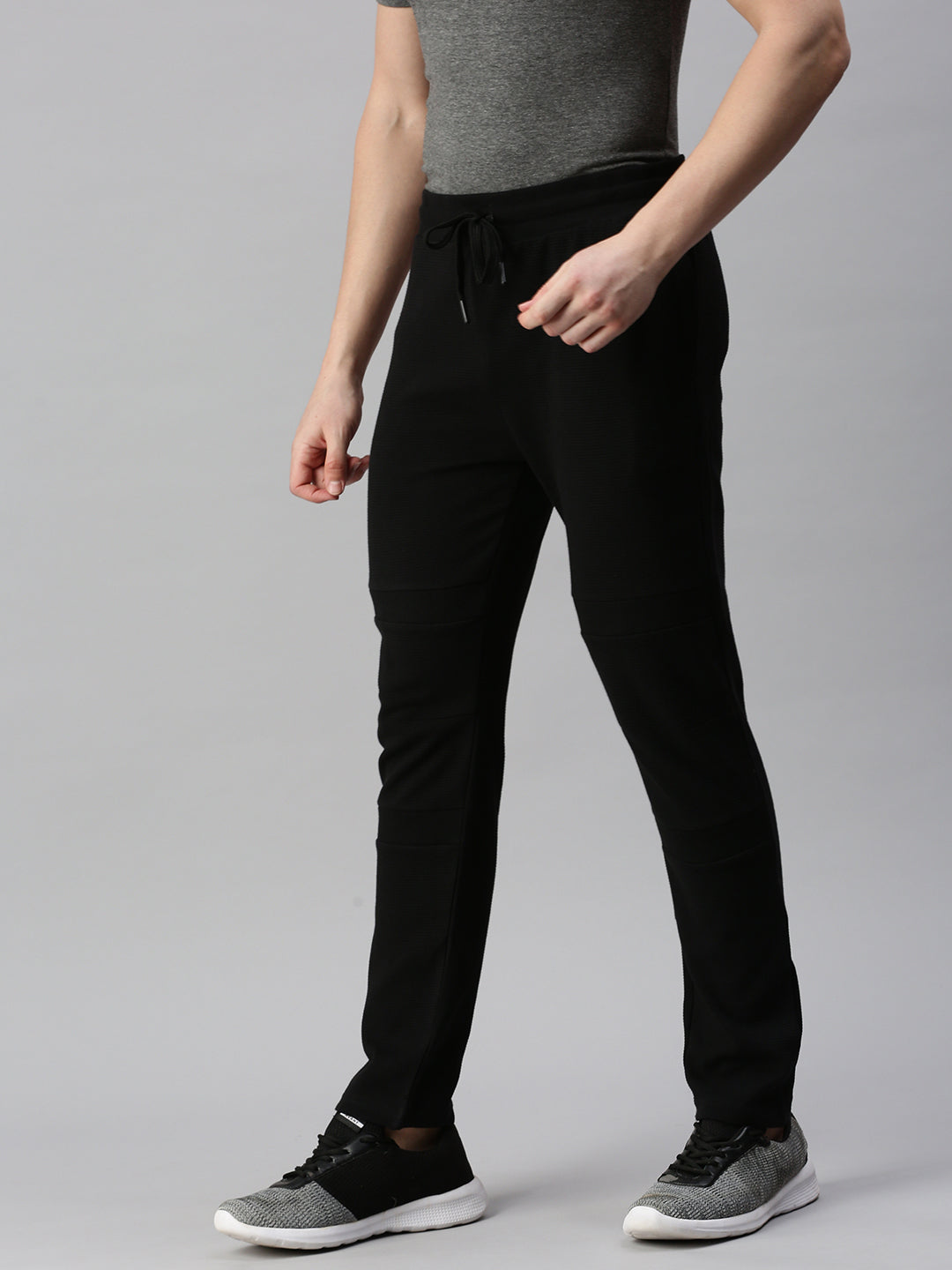 Solid Cotton Regular-Fit Track Pants Black