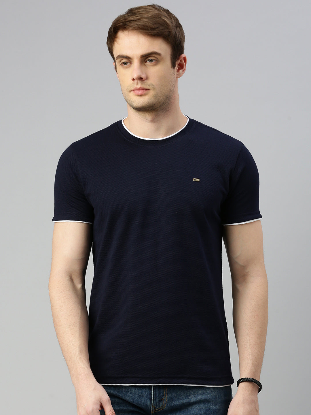 Round Neck Knitted Casual T-shirt