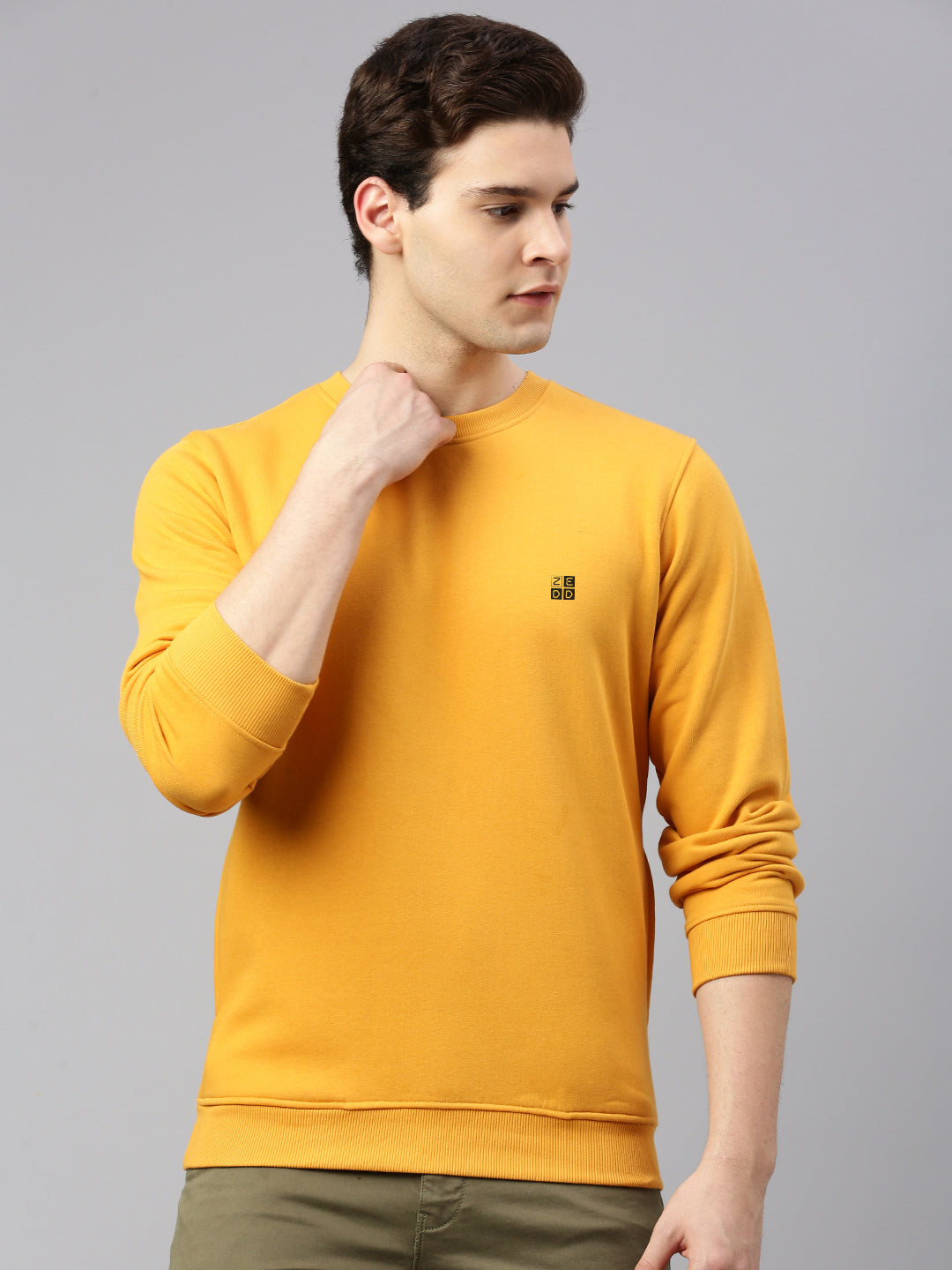 Round Neck Cotton Fleece Pullover Sweatshirt