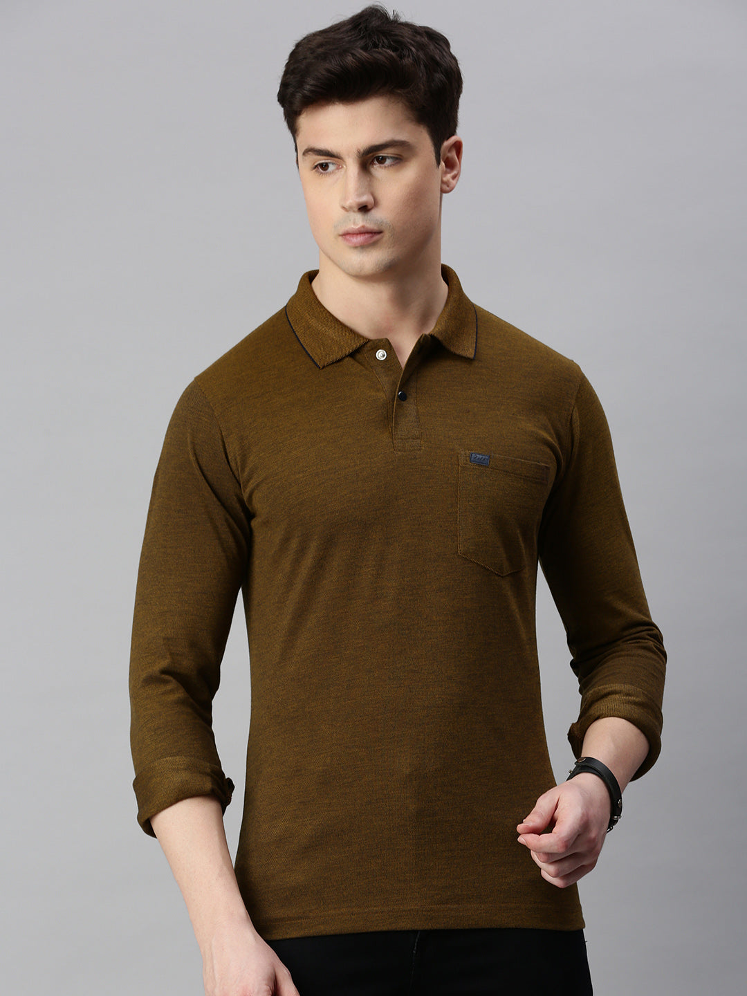 BROWN SOLID POLO TSHIRT