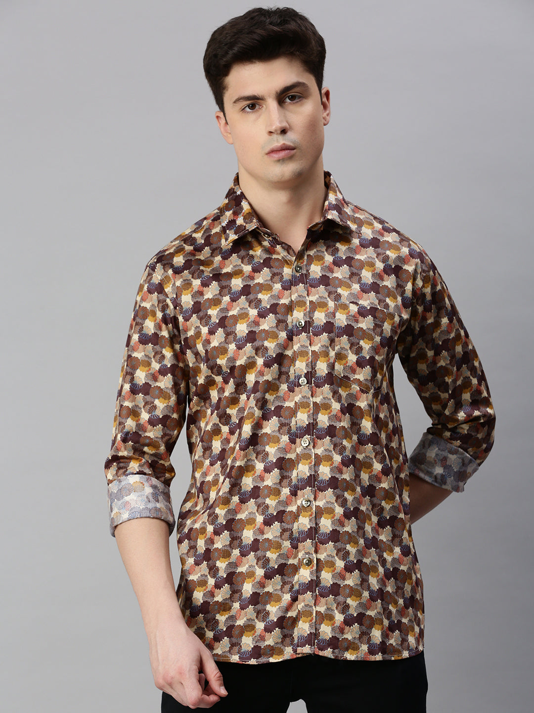 Floral Printed Cotton Casual Shirt