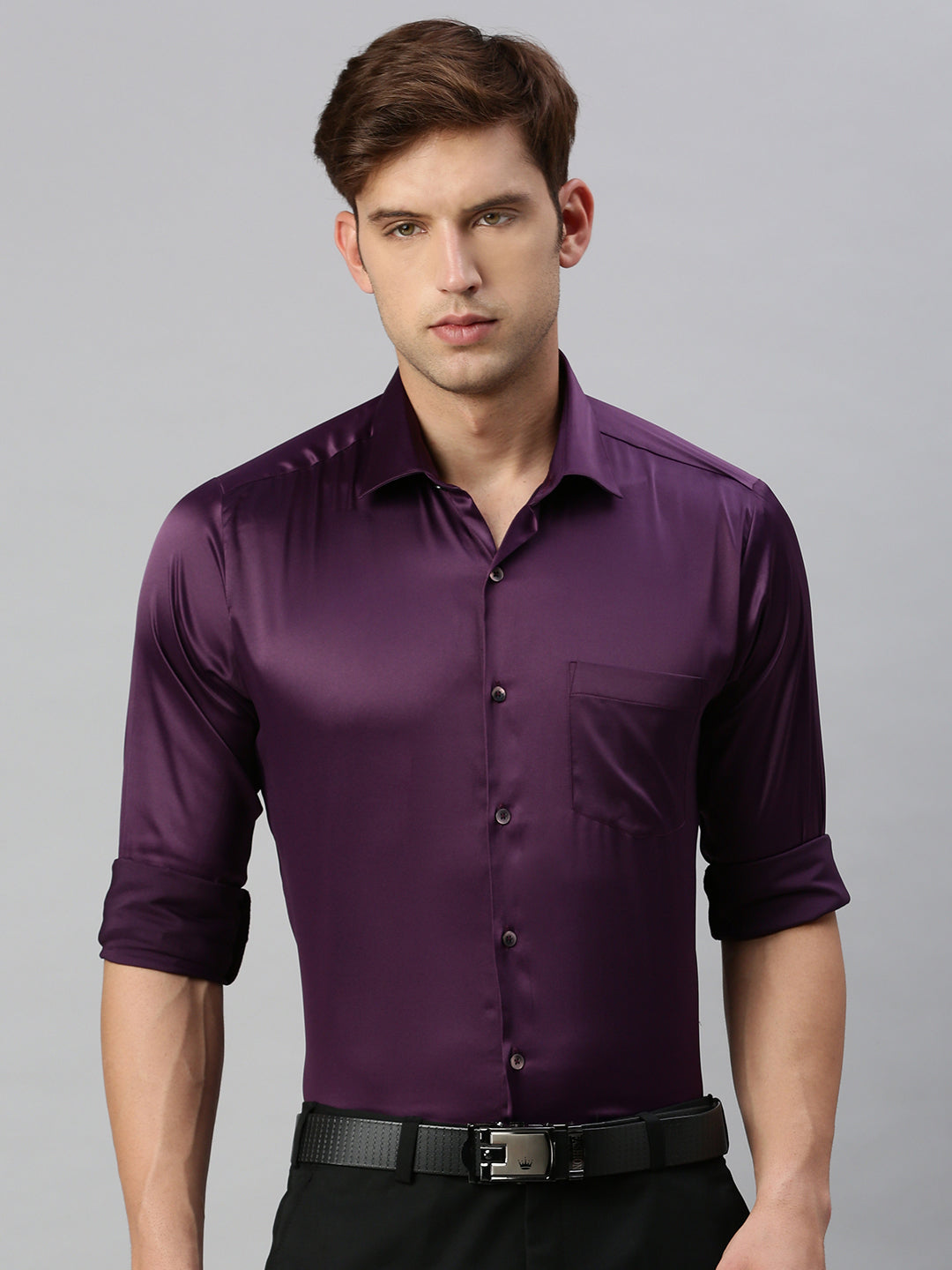 Standard Opaque Formal Shirt Purple