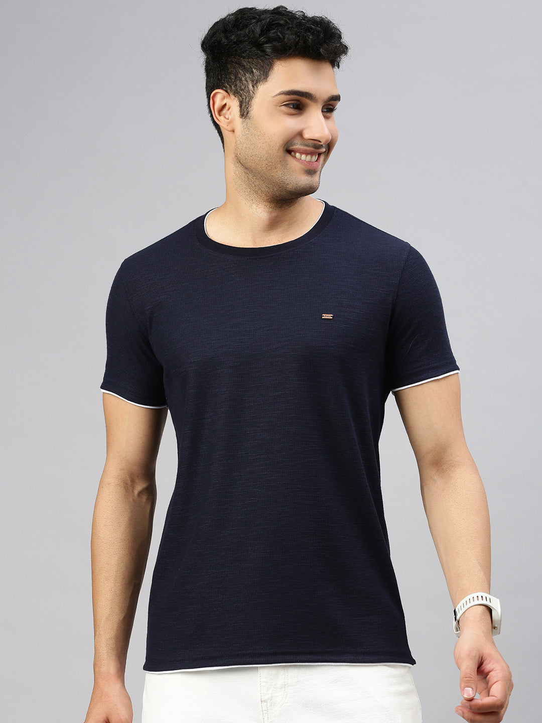 Navy Waffle Tshirt