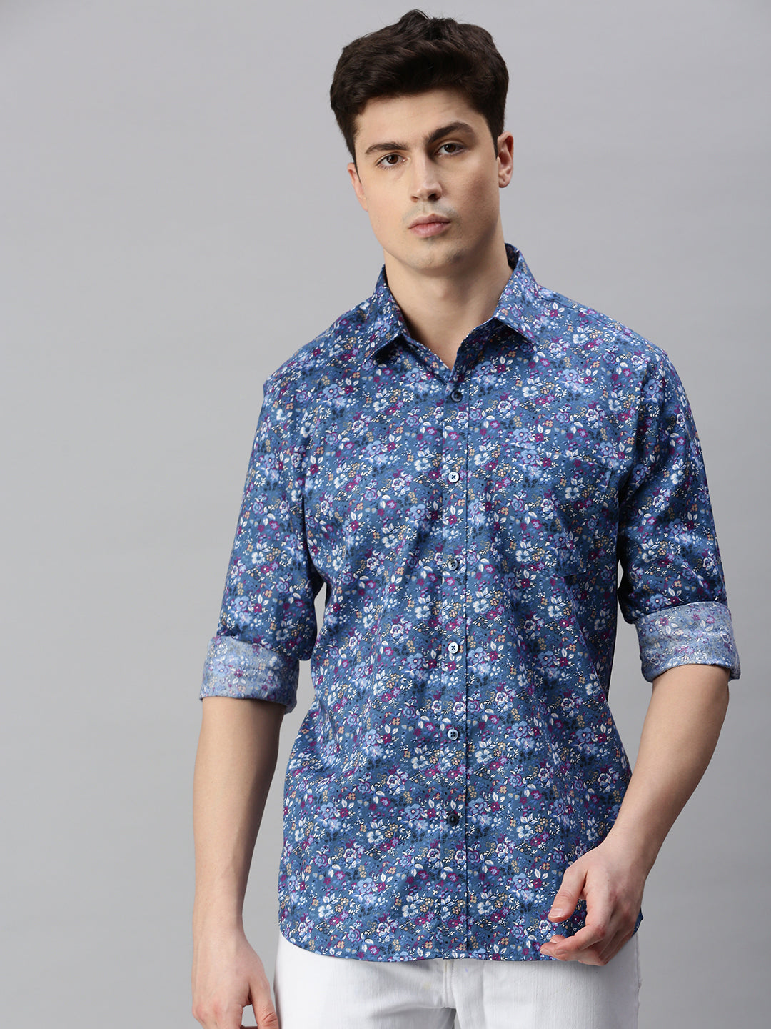 Floral Printed Cotton Casual Shirt