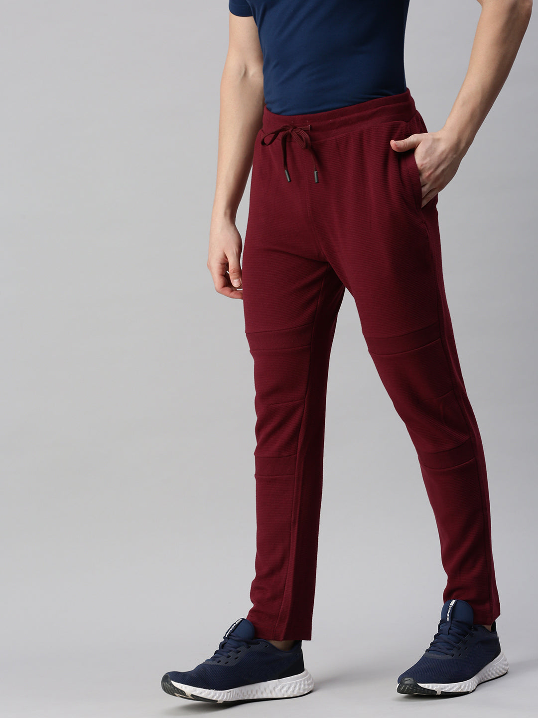 Solid Cotton Regular-Fit Track Pants Maroon