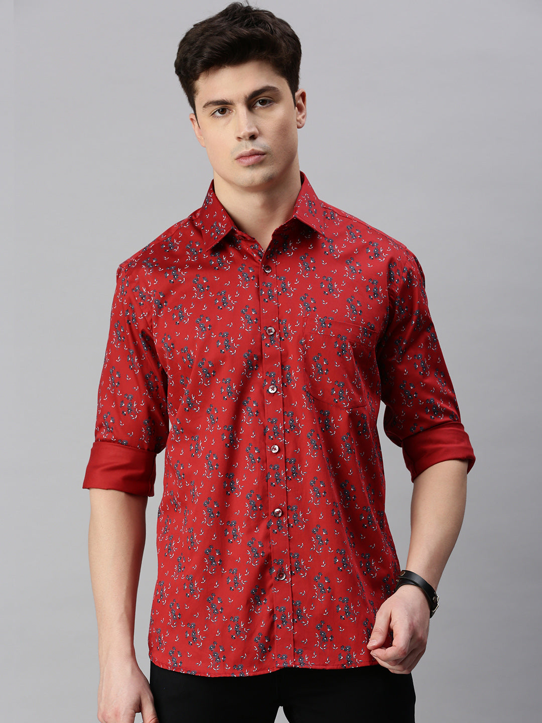 Floral Printed Cotton Casual Shirt