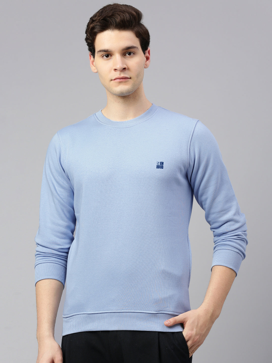 Round Neck Cotton Fleece Pullover Sweatshirt