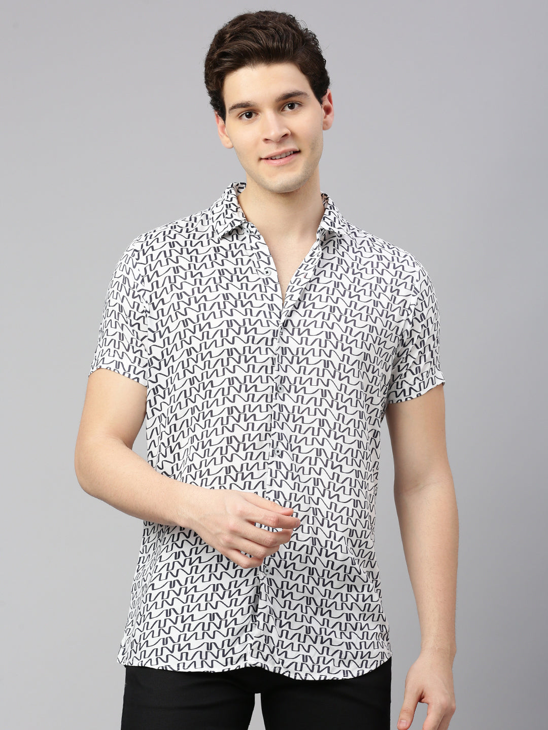 Relaxed Fit Geometric Printed Casual Shirt