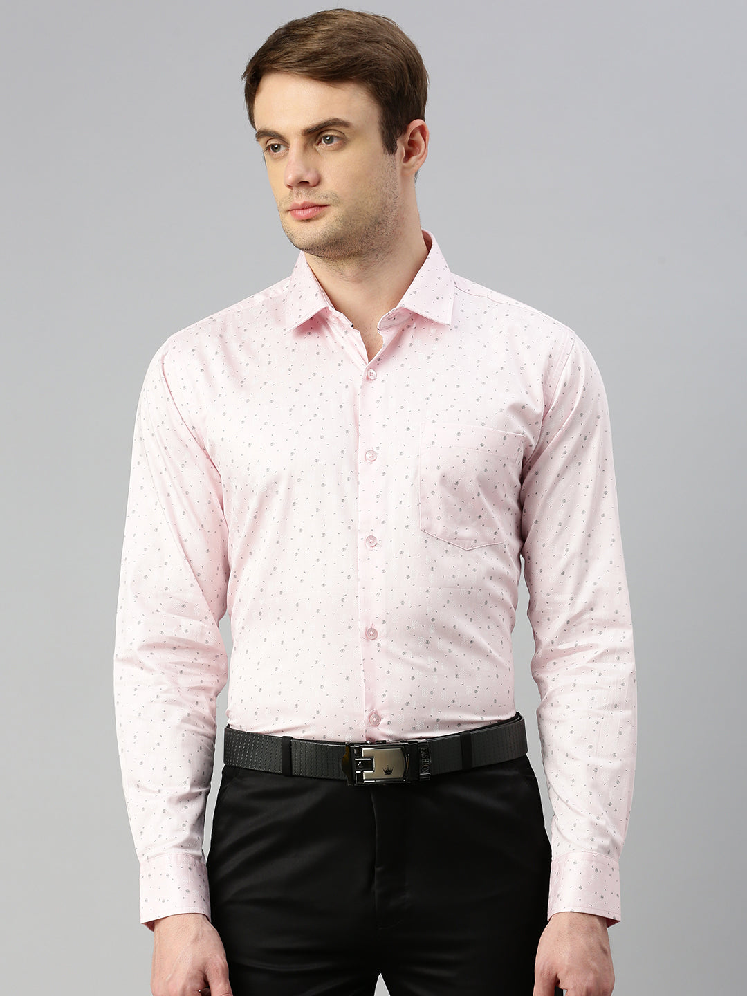 Regular Fit Printed Formal Shirt Pink