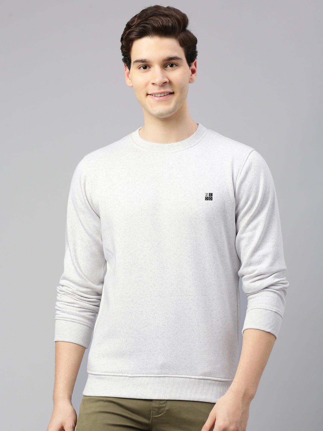 Round Neck Cotton Fleece Pullover Sweatshirt