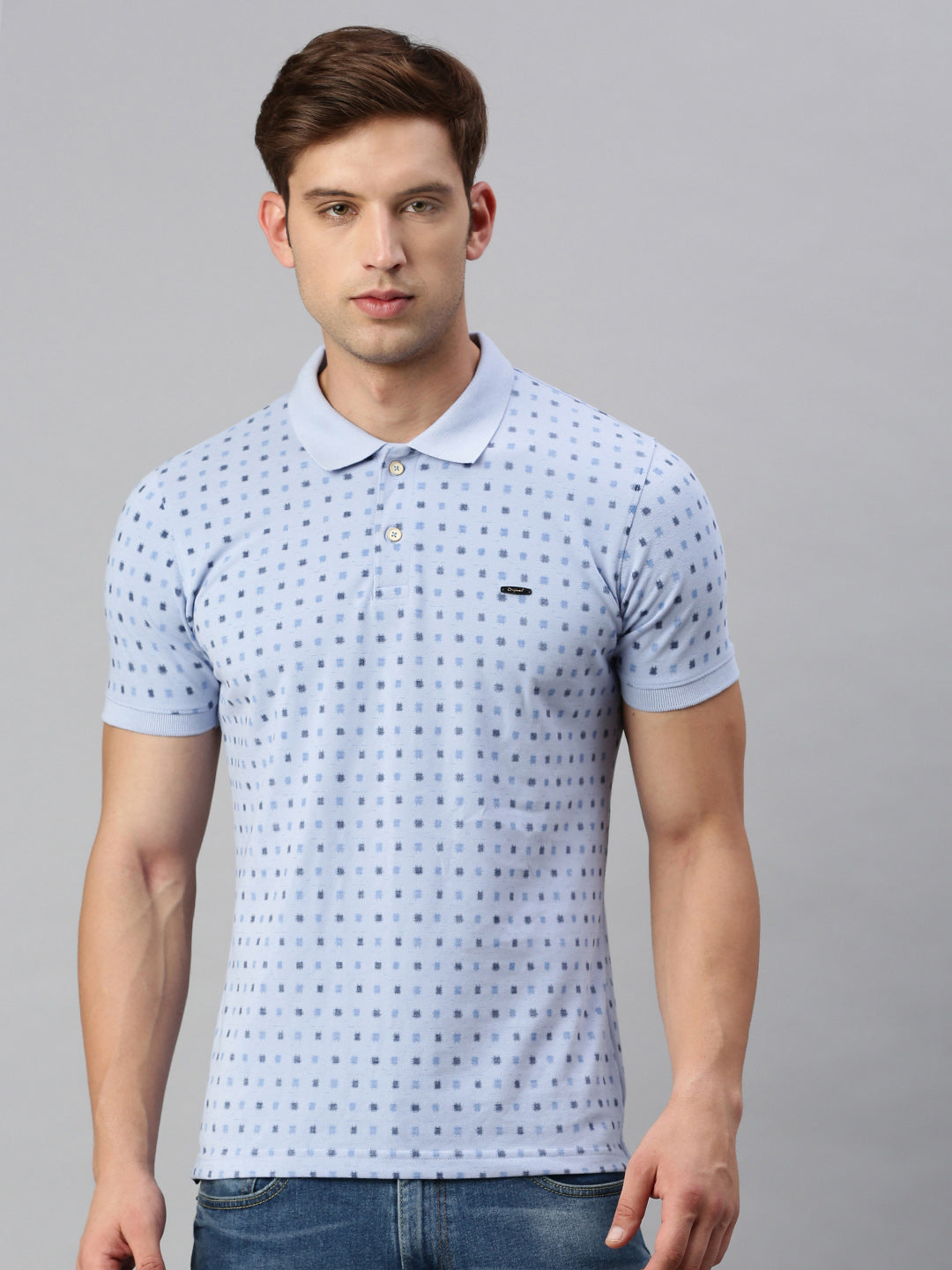 SKYBLUE PRINTED POLO TSHIRT