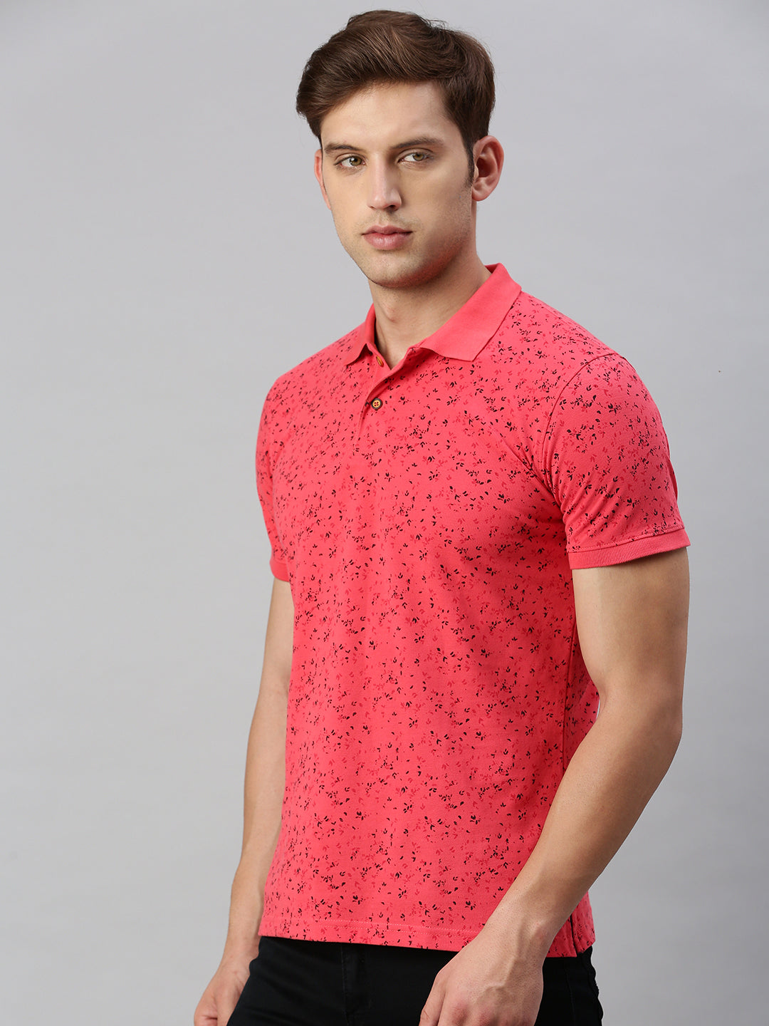 PEACH PRINTED POLO TSHIRT