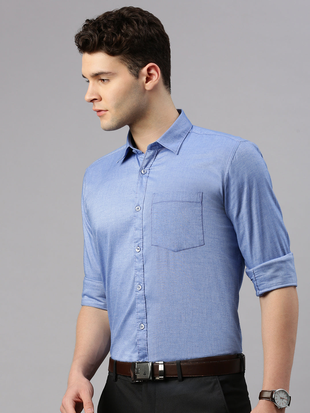 Sky Blue Formal Solid Shirt