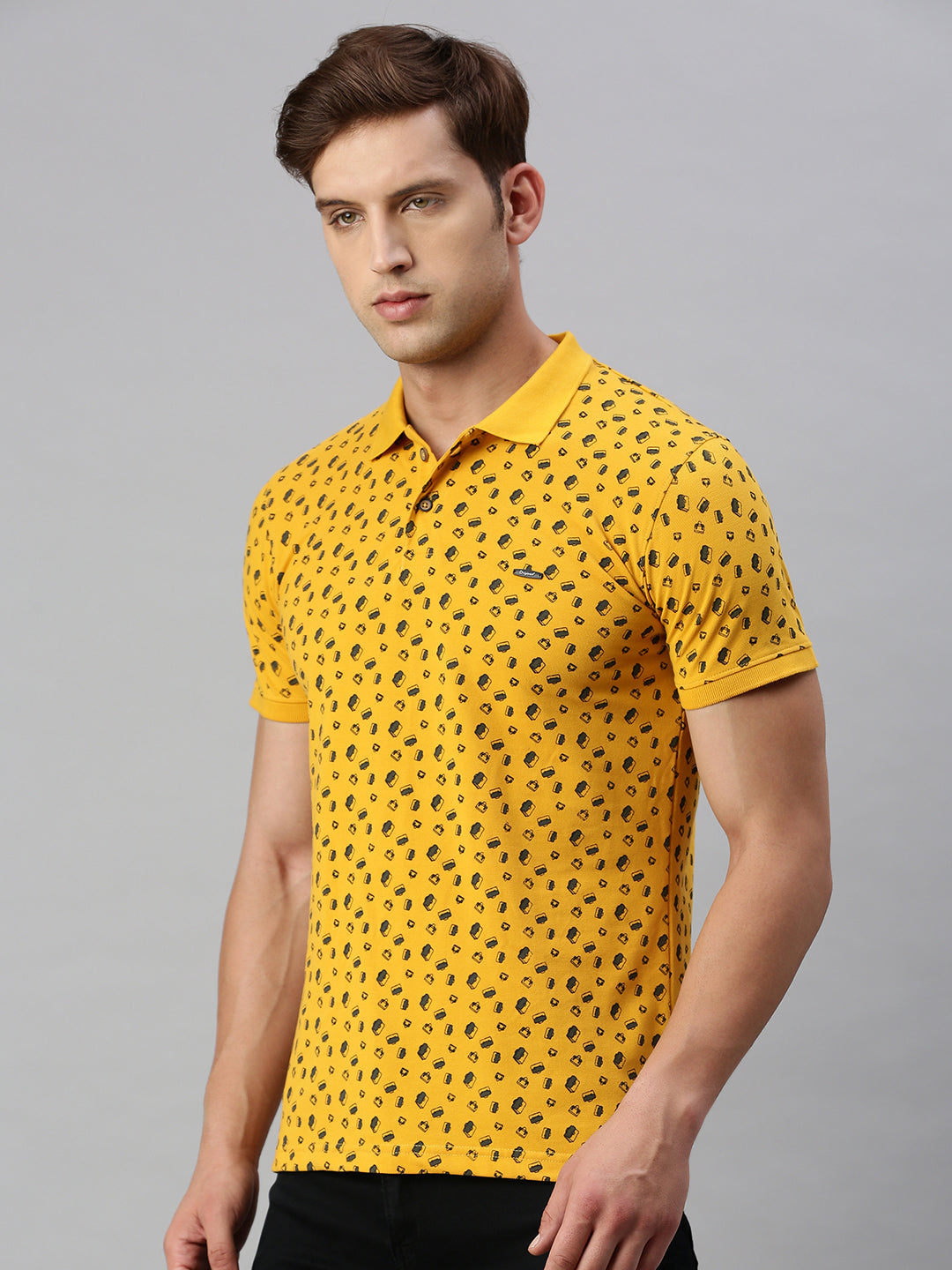 Mustard Printed Polo Tshirt