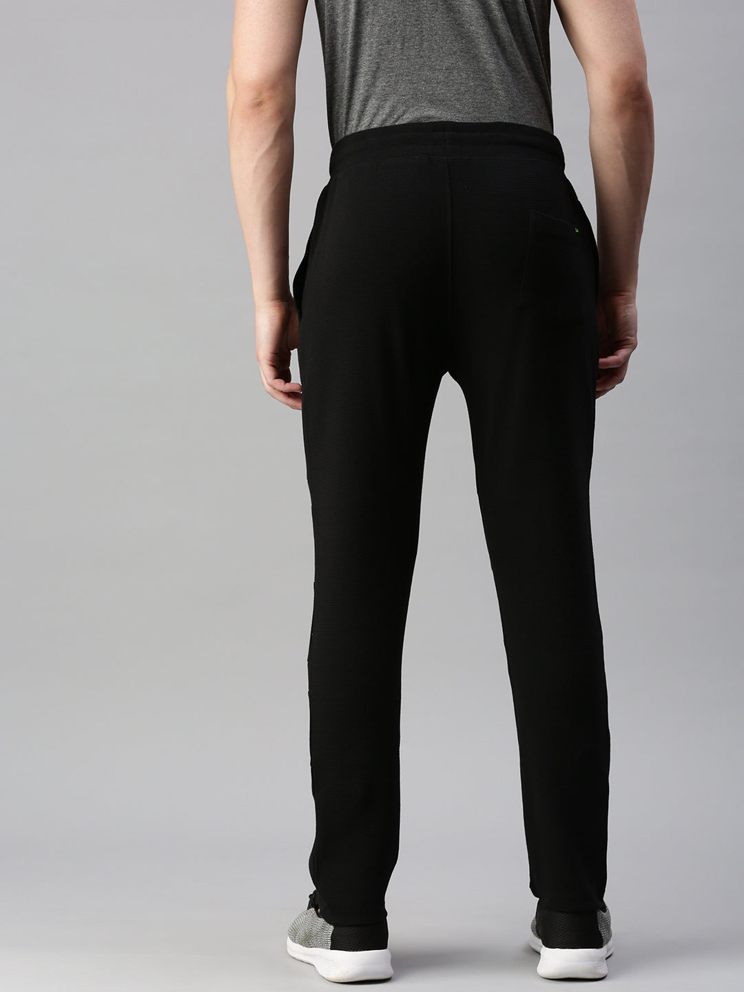 Solid Cotton Regular-Fit Track Pants Black