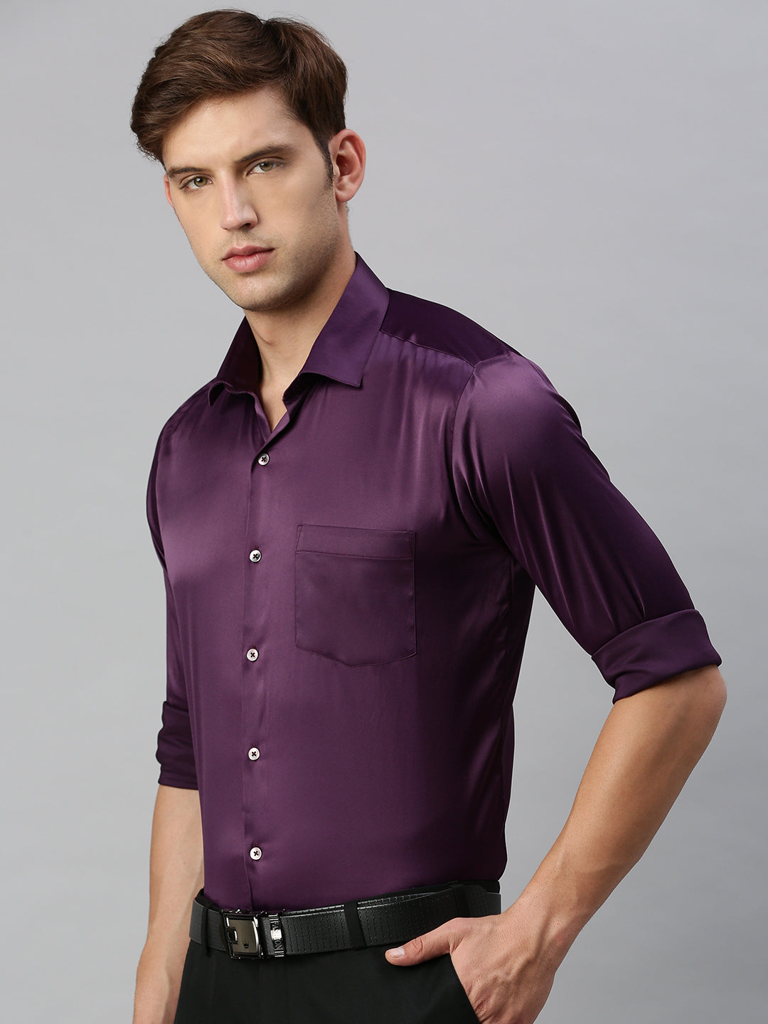 Standard Opaque Formal Shirt Purple