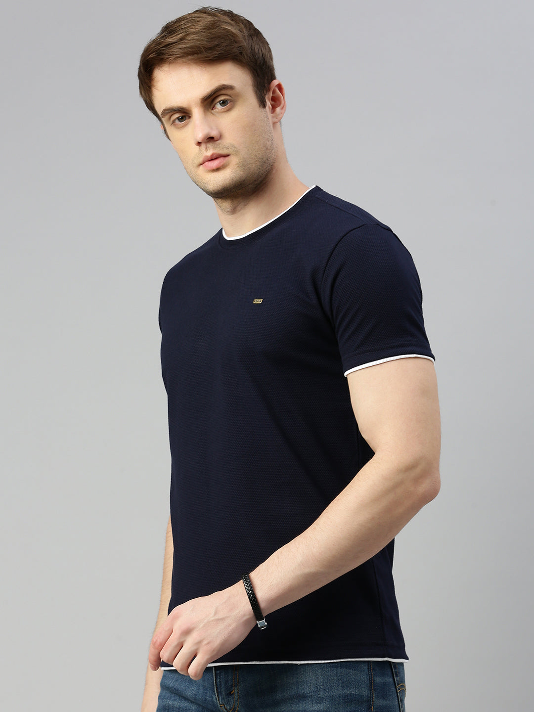 Round Neck Knitted Casual T-shirt